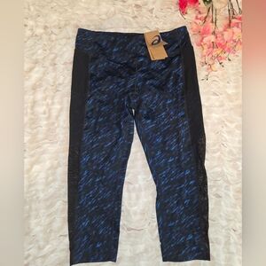 Asics Blue and Black Patterned Leggings